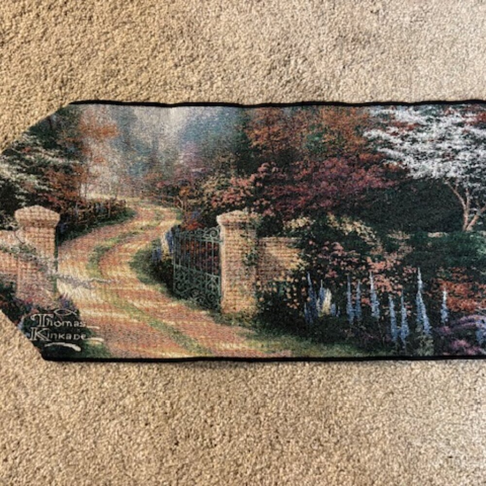THOMAS KINCADE 69" RUNNER. QUALITY FABRIC. BEAUTIFUL SCENE. - Picture 2 of 5